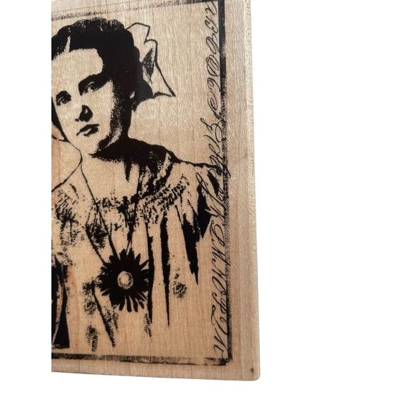 Paperbag Studios Emily rubber Stamp Girl Portrait Vintage Style Wood PBS-109H - Picture 3 of 7